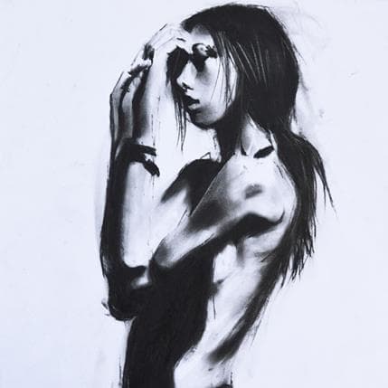 Painting Femme brune by Stoekenbroek Denny | Painting Figurative Mixed Black & White, Portrait