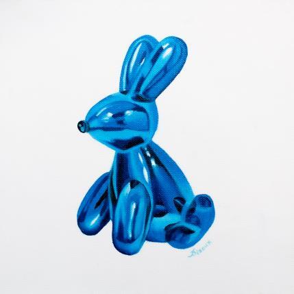 Peinture Blue bunny par Bisoux Morgan | Tableau Figuratif Huile animaux