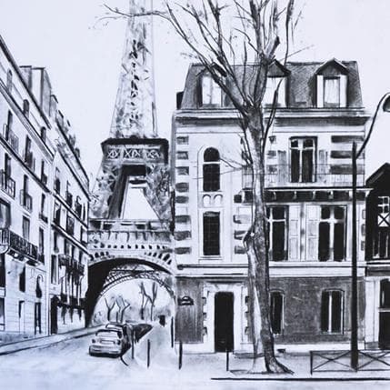 Painting Tour Eiffel by Stoekenbroek Denny | Painting Figurative Mixed Black & White, Urban