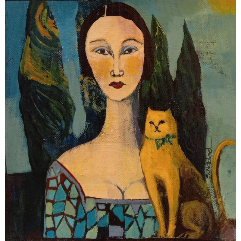 Painting A yellow cat by Sundblad Silvina | Painting Figurative Acrylic, Pastel