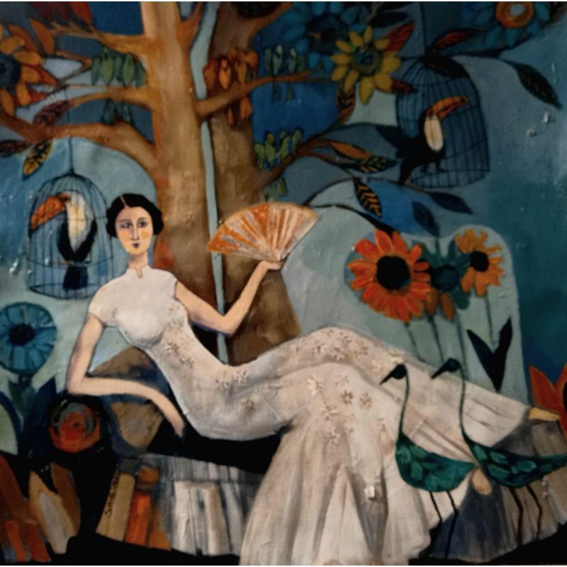 Painting I want to be there by Sundblad Silvina | Painting Figurative Acrylic, Pastel
