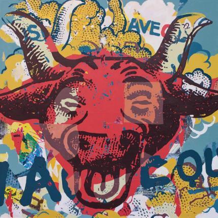Gemälde Red cow von Okuuchi Kano  | Gemälde Pop-Art Collage Pop-Ikonen, Tiere