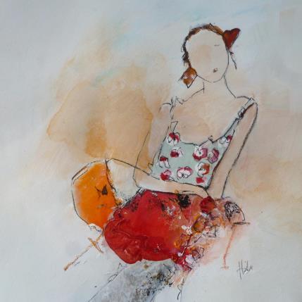 Painting LINE FLEUR by Han | Painting Figurative Acrylic, Gluing Life style, Portrait