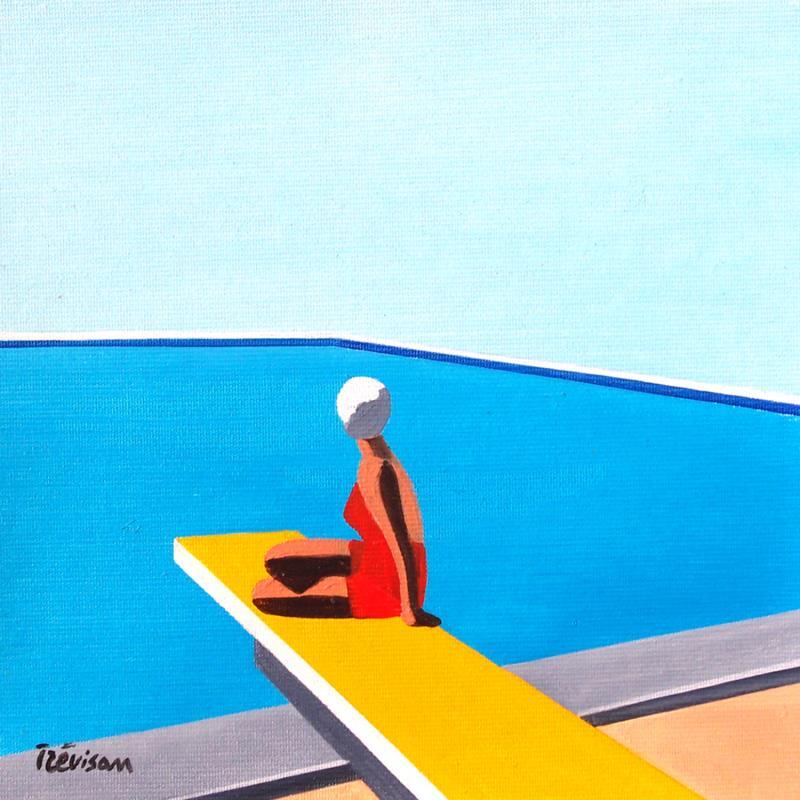 Painting Rest in the pool by Trevisan Carlo | Painting Surrealism Marine Sport Architecture Oil