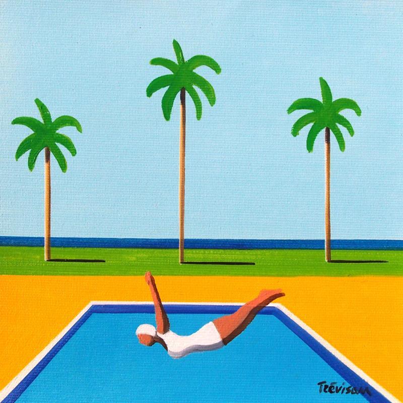 Peinture Dip in the pool par Trevisan Carlo | Tableau Surréalisme Sport Nature Scènes de vie Huile