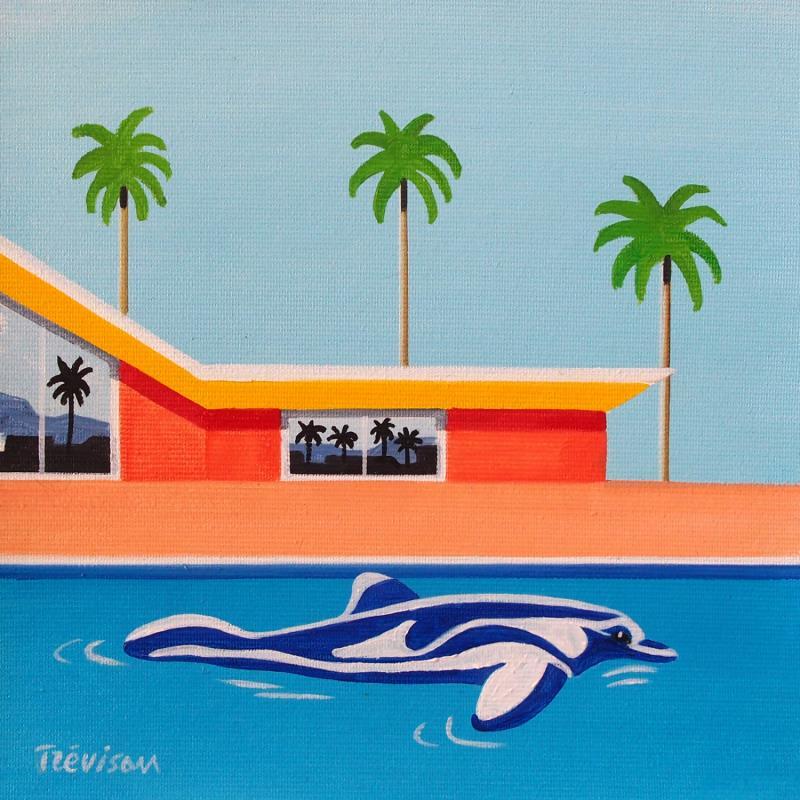 Gemälde The dolphin von Trevisan Carlo | Gemälde Surrealismus Marine Sport Architektur Öl