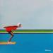Peinture Red diver par Trevisan Carlo | Tableau Surréalisme Icones Pop Sport Nature Huile