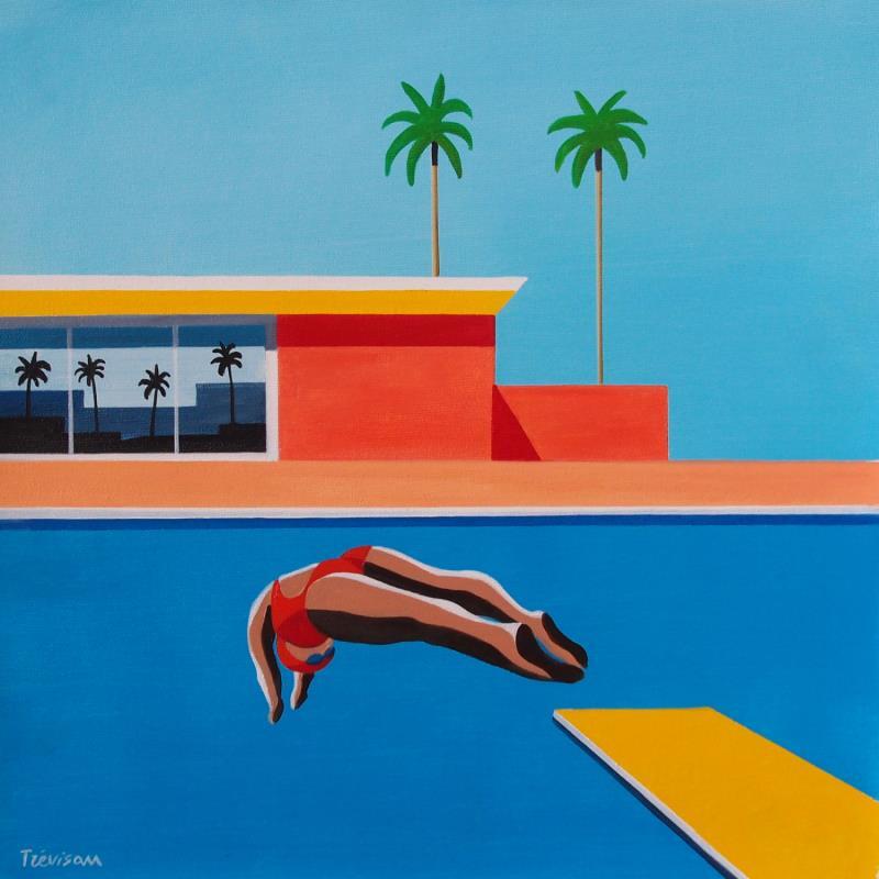 Peinture Two palms par Trevisan Carlo | Tableau Surréalisme Huile Architecture, minimaliste, Sport