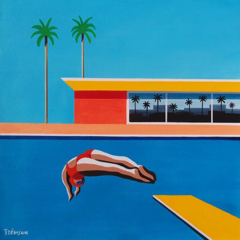 Gemälde Before bigger splash von Trevisan Carlo | Gemälde Surrealismus Marine Architektur Minimalistisch Öl