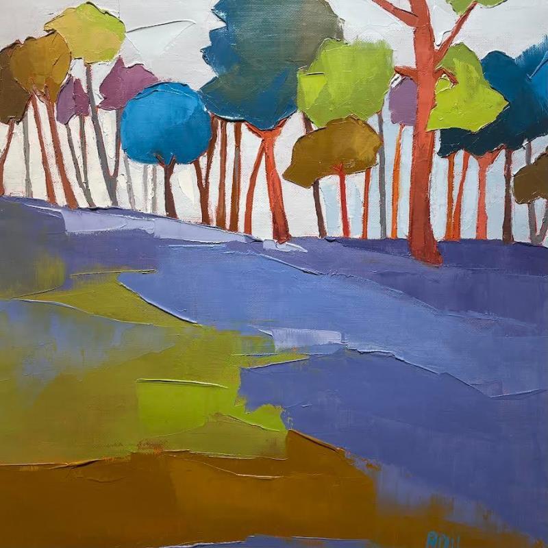 Peinture Le champ bleu par PAPAIL | Tableau Abstrait Paysages Huile