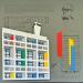 Peinture Unité d'habitation hommage Corbusier - Fond gris vert par Marek | Tableau Matiérisme Urbain Architecture Carton Acrylique Collage Upcycling