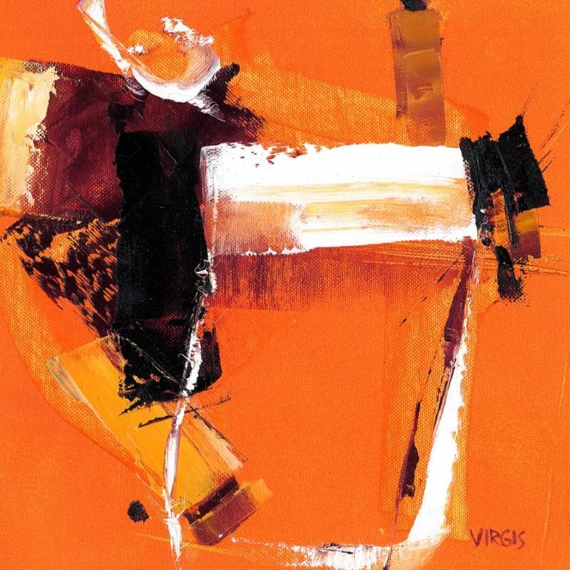 Painting Orange and white by Virgis | Painting Abstract Oil Minimalist