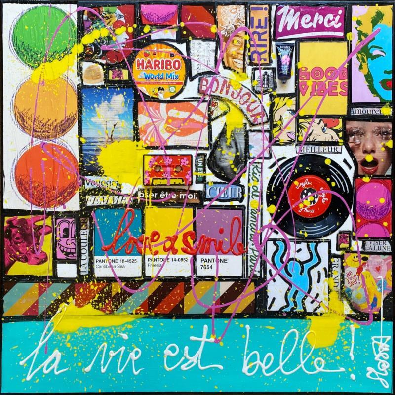 Painting La vie est belle ! by Costa Sophie | Painting Pop art Acrylic, Gluing, Upcycling