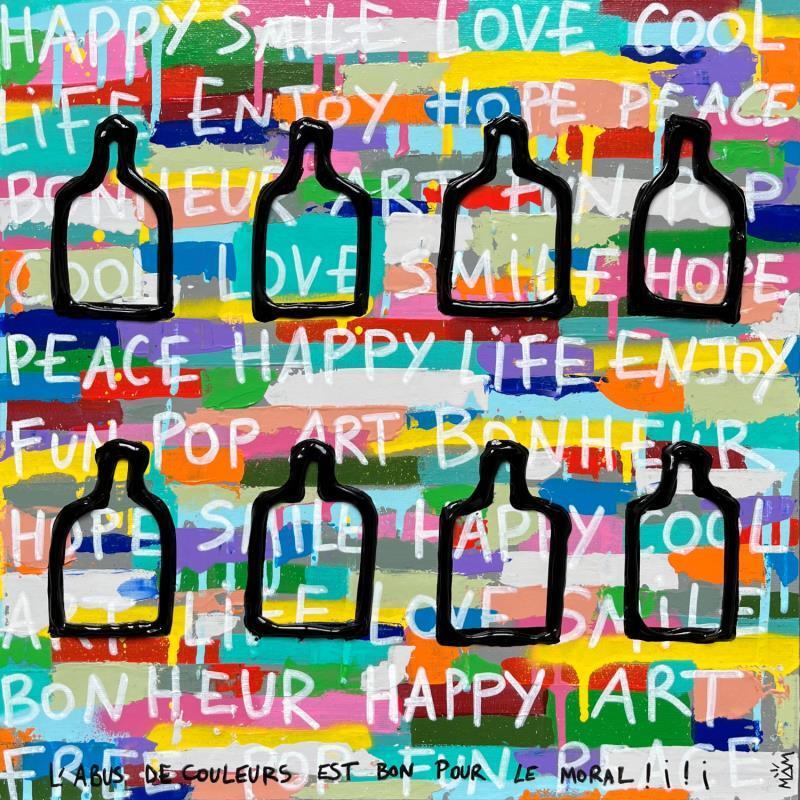 Peinture HAPPY DAY par Mam | Tableau Pop-art Acrylique Icones Pop, Natures mortes, Scènes de vie