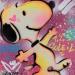 Gemälde Snoopy équilibriste von Kedarone | Gemälde Pop-Art Pop-Ikonen Graffiti Acryl