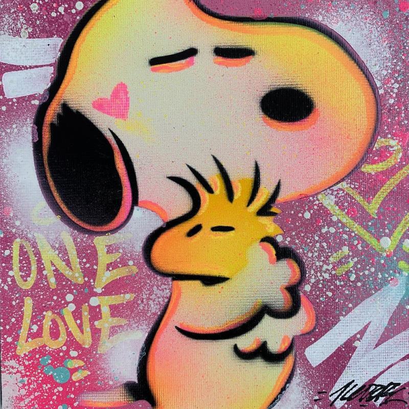 Painting Snoopy câlin by Kedarone | Painting Pop-art Acrylic, Graffiti Pop icons