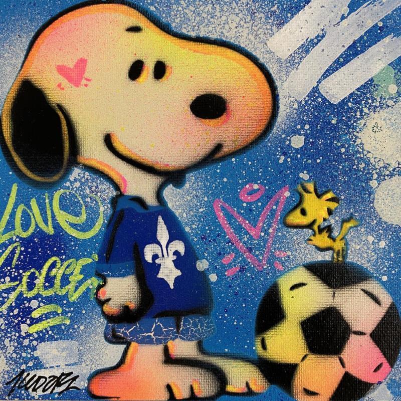 Gemälde Snoopy soccer von Kedarone | Gemälde Pop-Art Pop-Ikonen Graffiti Acryl