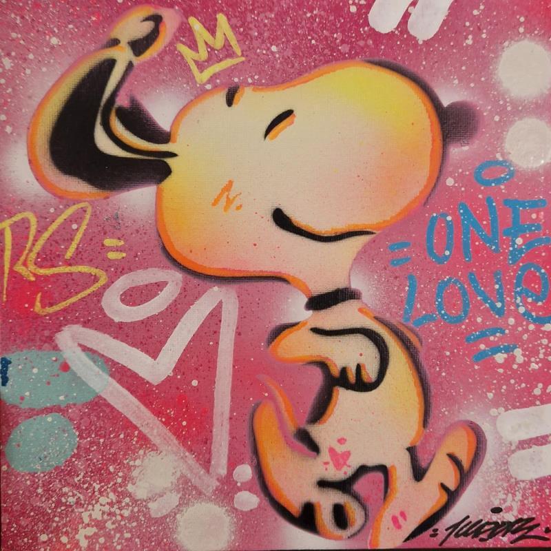 Gemälde Snoopy run von Kedarone | Gemälde Pop-Art Pop-Ikonen Graffiti Acryl