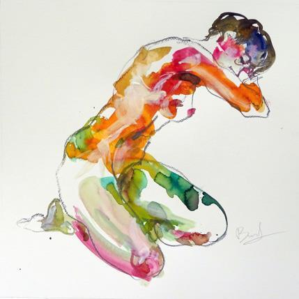 Peinture Marine à genoux par Brunel Sébastien | Tableau Figuratif Aquarelle nu