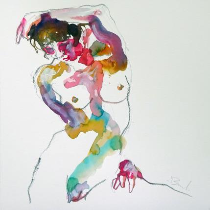 Painting Marine un bras dans le dos by Brunel Sébastien | Painting Figurative Watercolor Nude