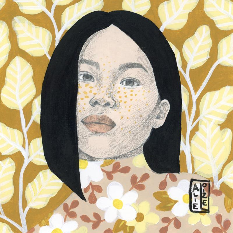 Peinture Yoko par Alie Loizel | Tableau Figuratif Acrylique Portraits