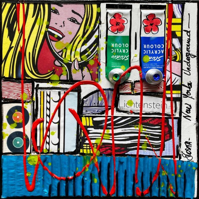 Painting Tribute to roy lichtenstein 1 by Costa Sophie | Painting Pop-art Acrylic, Gluing, Upcycling Pop icons