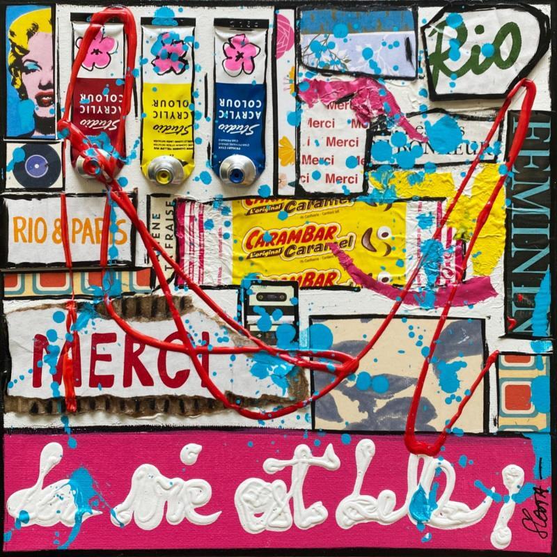 Painting La vie est belle ! by Costa Sophie | Painting Pop-art Acrylic, Gluing, Upcycling Music, Pop icons