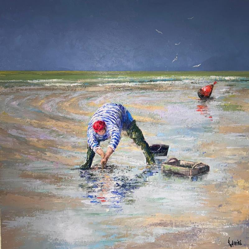 Peinture Dans l'immensité de la baie de Somme par Daniel | Tableau Impressionnisme Huile Paysages