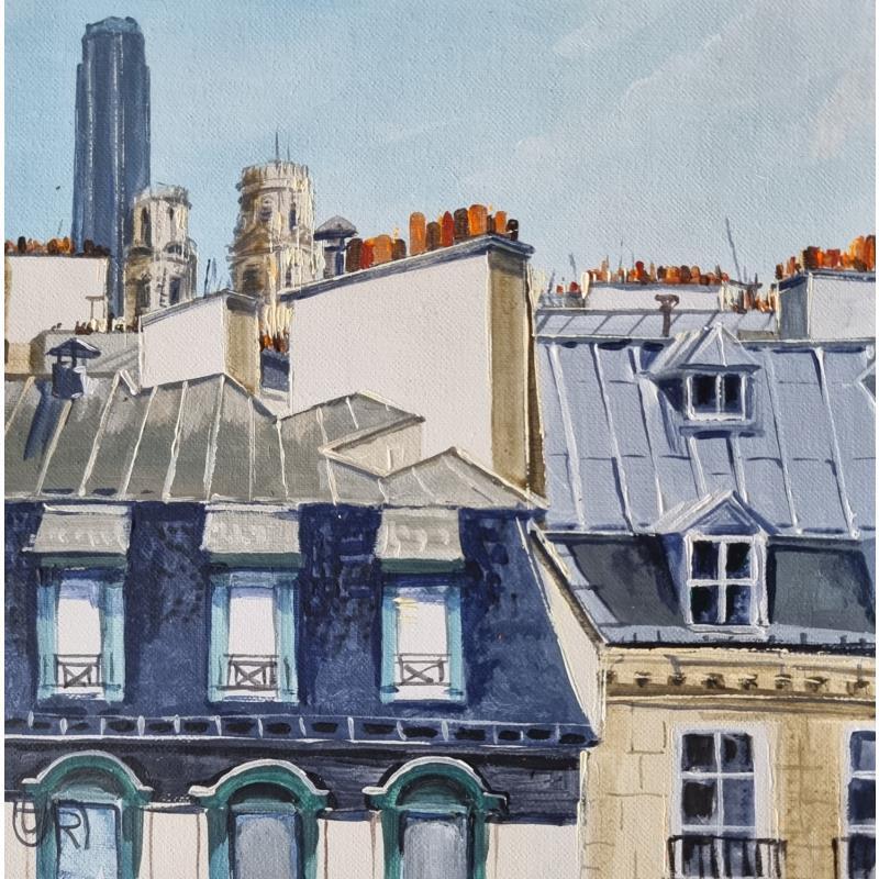 Painting Saint germain des pres roofs by Rasa | Painting Figurative Acrylic Pop icons, Urban