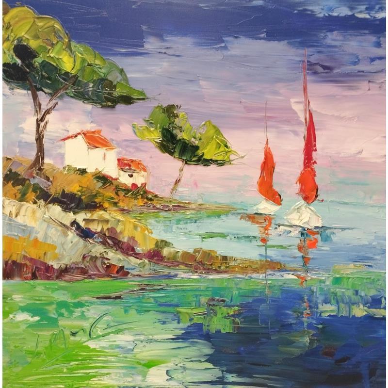Painting Baie de marseille by Laura Rose | Painting Figurative Oil Landscapes, Marine, Nature