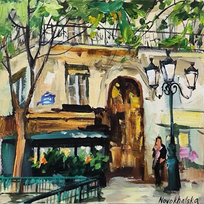 Painting Café à St. Germain by Novokhatska Olga | Painting Figurative Acrylic, Oil Urban
