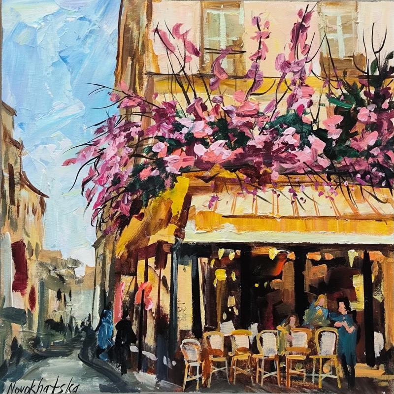 Peinture Café à Montmartre par Novokhatska Olga | Tableau Figuratif Acrylique, Huile Urbain