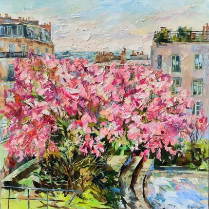 Peinture Montmartre au printemps par Novokhatska Olga | Tableau Figuratif Acrylique, Huile Urbain