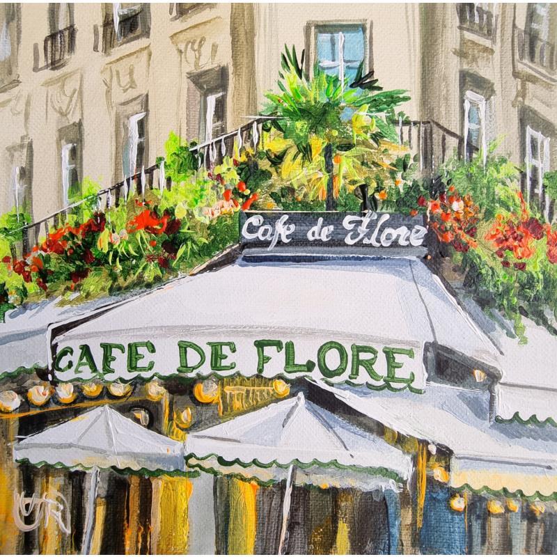 Peinture Cafe de flore.paris par Rasa | Tableau Figuratif Acrylique Urbain
