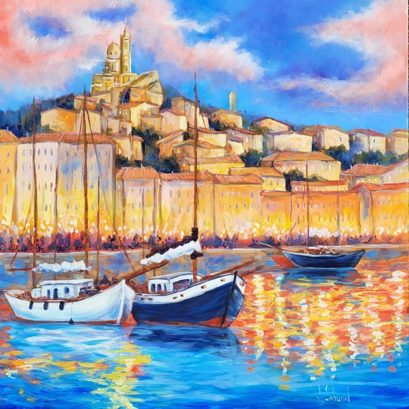Painting Le vieux port de Marseille  by Sabourin Nathalie | Painting Figurative Oil Landscapes