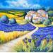 Painting Les lavandes sur le plateau de Valensole by Sabourin Nathalie | Painting Figurative Landscapes Oil