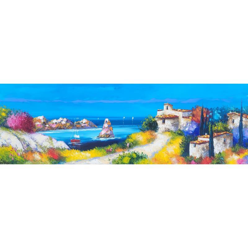 Painting La petite chapelle en méditerranée by Sabourin Nathalie | Painting Figurative Landscapes Oil