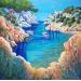 Painting Calanque et rêverie by Sabourin Nathalie | Painting Figurative Landscapes Marine Oil