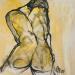 Painting Ocre jaune - collection lignes de vie by Chaperon Martine | Painting Figurative Nude Acrylic