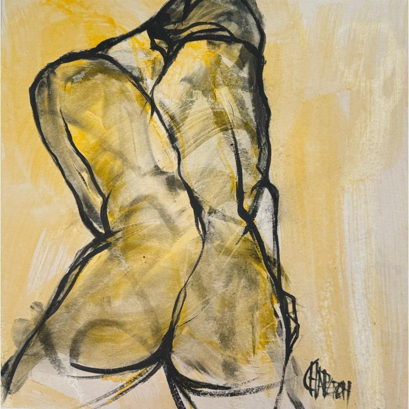 Painting Ocre jaune - collection lignes de vie by Chaperon Martine | Painting Figurative Nude Acrylic