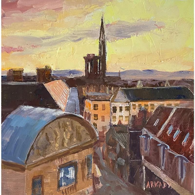 Peinture Les Toits de Strasbourg au Crépuscule par Arkady | Tableau Figuratif Huile
