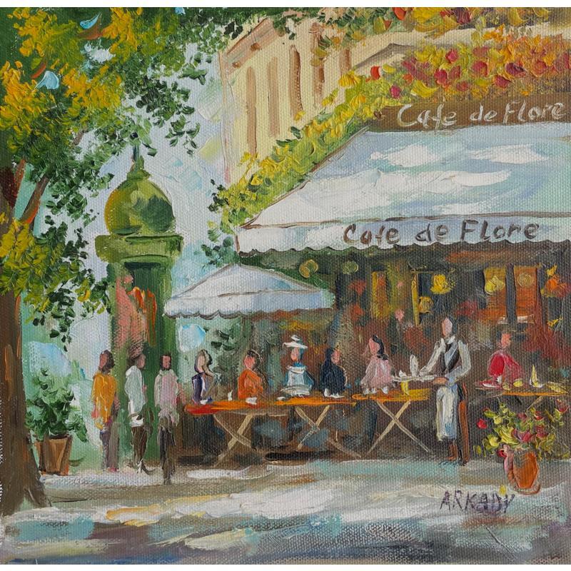 Painting Café de Flore by Arkady | Painting Figurative Oil