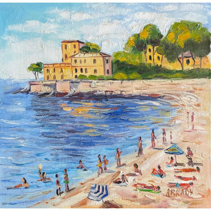Peinture En été sur la plage par Arkady | Tableau Figuratif Huile