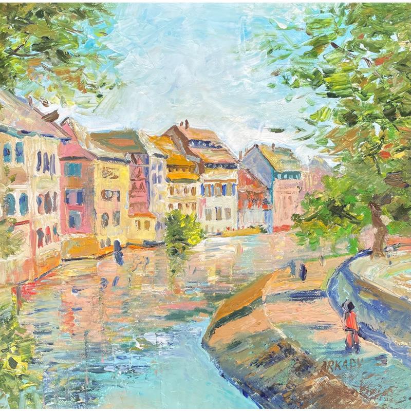 Peinture Strasbourg sous le rayon du soleil par Arkady | Tableau Figuratif Huile