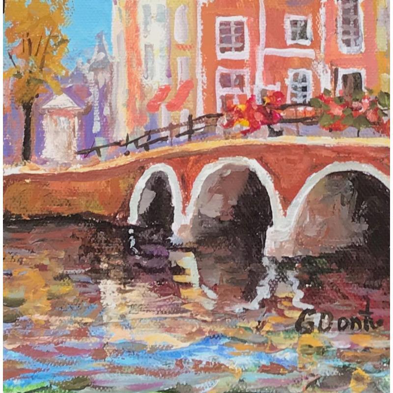 Painting Le pont d'Amsterdam en automne  by Dontu Grigore | Painting Figurative Oil Urban
