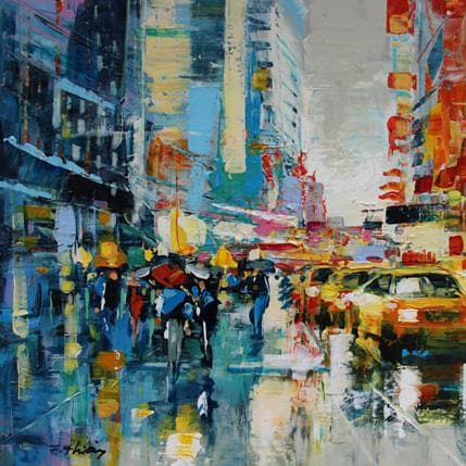 Painting Les taxis by Frédéric Thiery | Painting Figurative Acrylic Landscapes