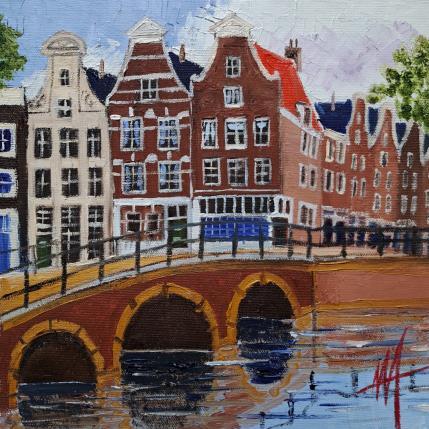 Painting Leidsegracht view by De Jong Marcel | Painting Figurative Oil Urban