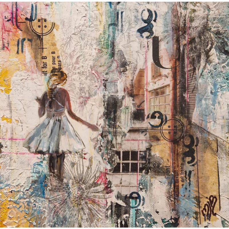 Peinture La première danse par Bergeron Marie-Josée | Tableau Surréalisme Huile Acrylique Collage