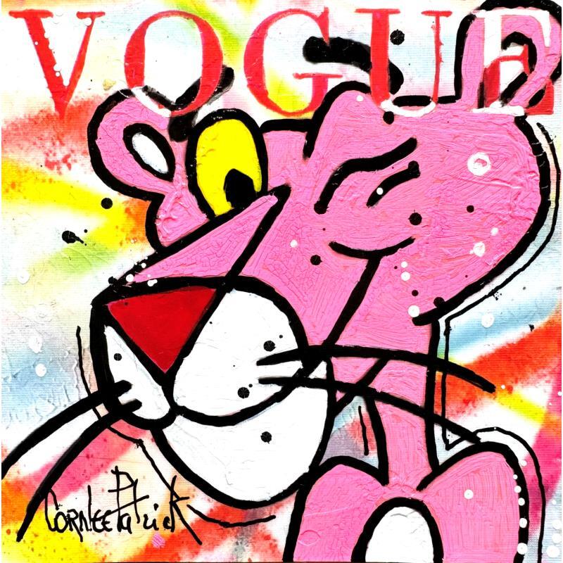 Peinture Pink Panther VOGUE par Cornée Patrick | Tableau Pop-art Graffiti, Huile
