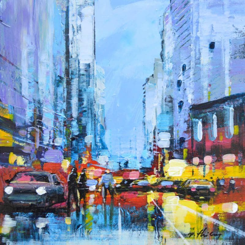 Painting Last tango at Broadway by Frédéric Thiery | Painting Figurative Acrylic Landscapes